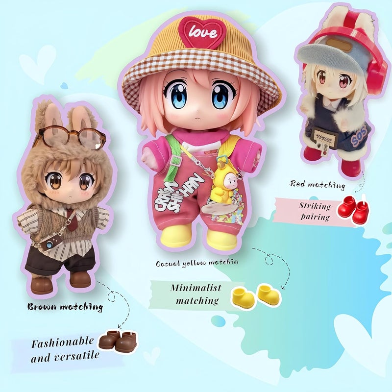 TerraSurge Store Doll Shoes for Labubu,10 Pairs Cute Labubu Shoes Set,Including Pink Labubu Boots,17cm Labubu Accessories(no Doll) - Image 3